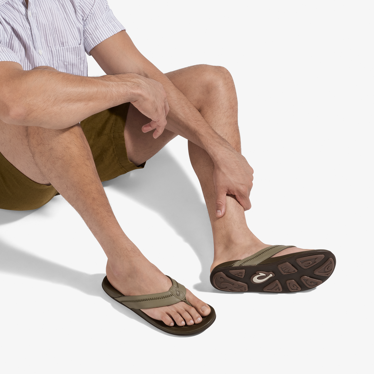 Hiapo Men's Leather Beach Sandals - Clay / Mustang