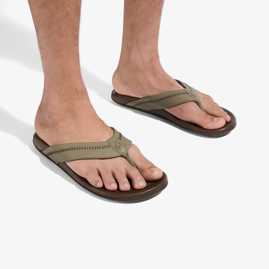 Hiapo Men's Leather Beach Sandals - Clay / Mustang