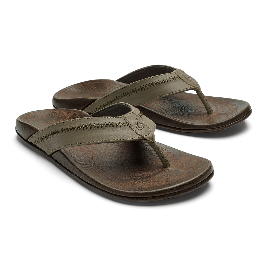 Hiapo Men's Leather Beach Sandals - Clay / Mustang