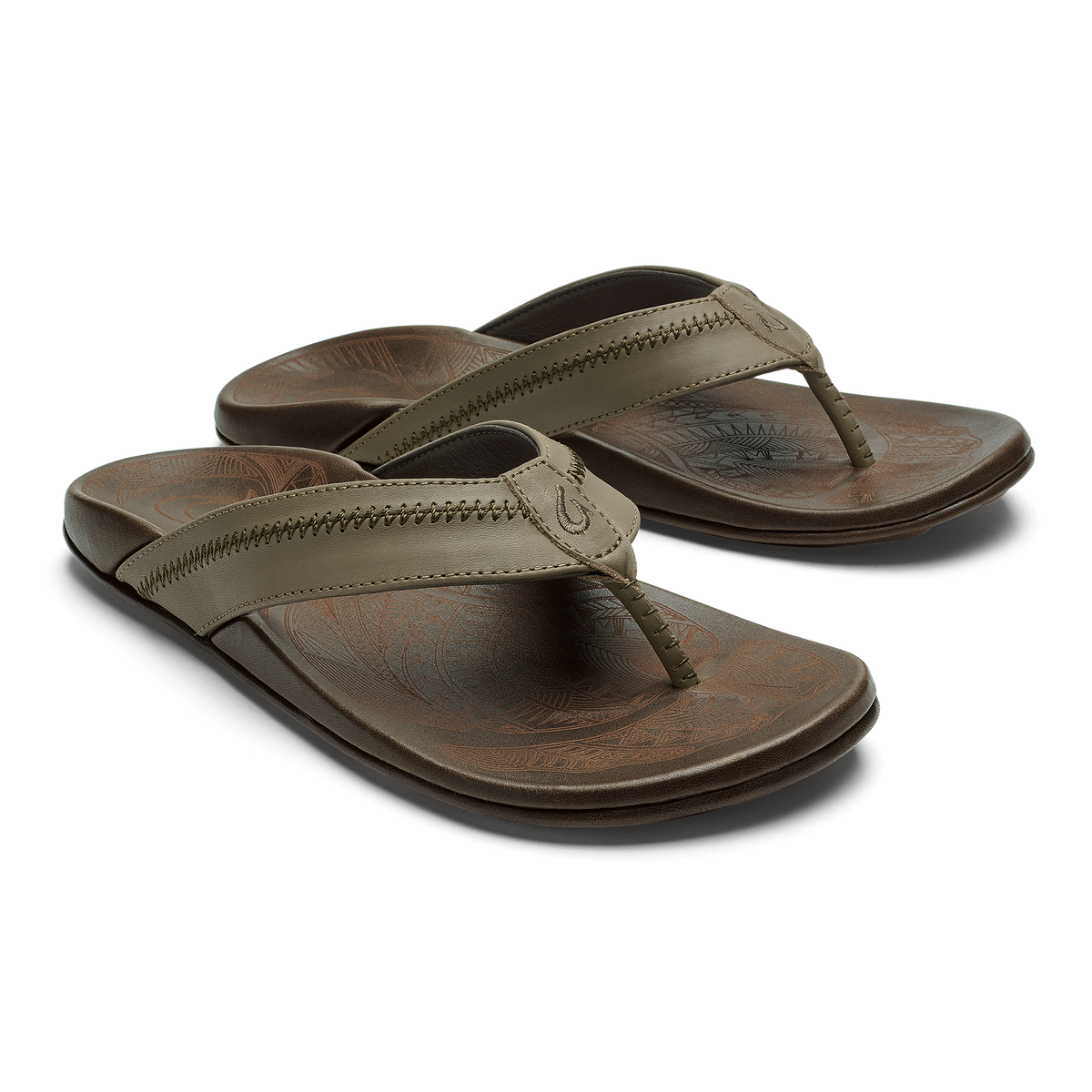 Hiapo Men's Leather Beach Sandals - Clay / Mustang