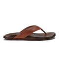 Hiapo Men's Leather Beach Sandals - Rum / Dark Wood