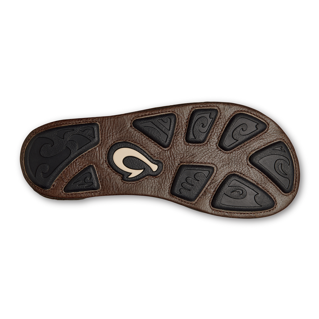 Hiapo Men's Leather Beach Sandals - Rum / Dark Wood