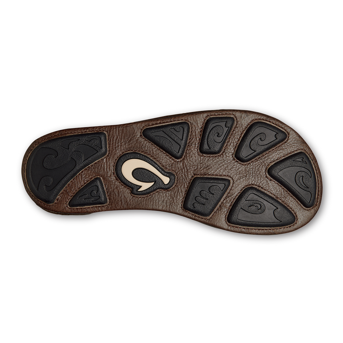 Hiapo Men's Leather Beach Sandals - Rum / Dark Wood