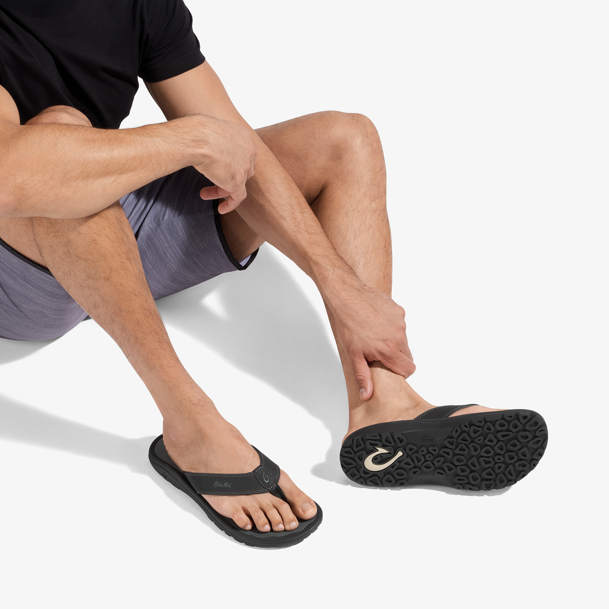 Ohana Men's Beach Sandals - Black / Dark Shadow