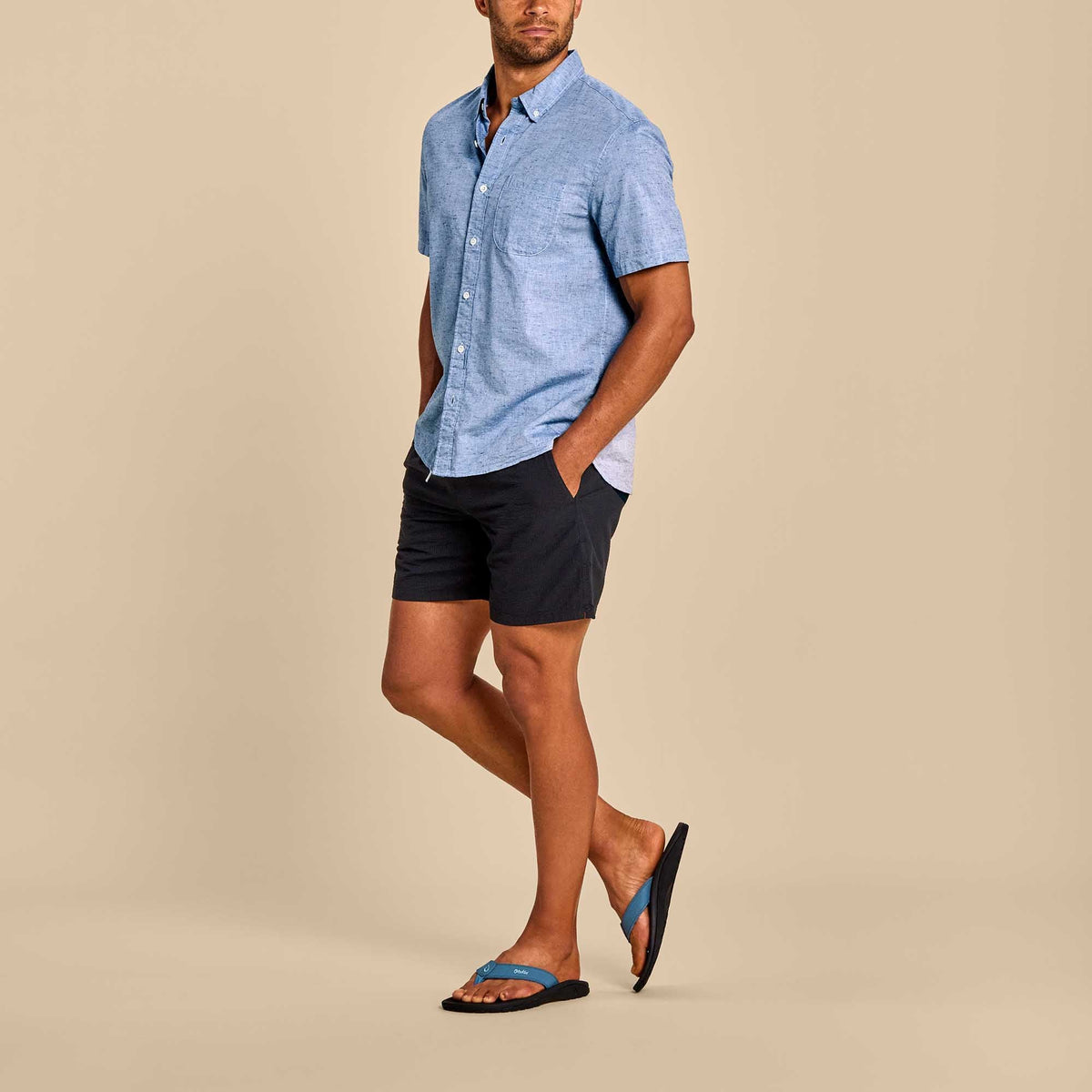 Ohana Men's Beach Sandals - Vintage Blue / Black