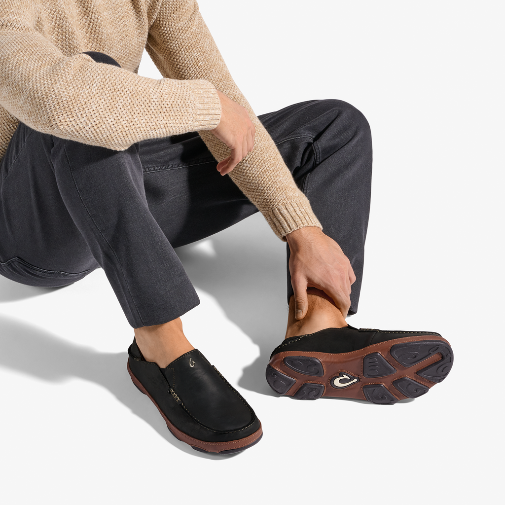 Moloa Men's Leather Slip-On Shoes - Black / Toffee