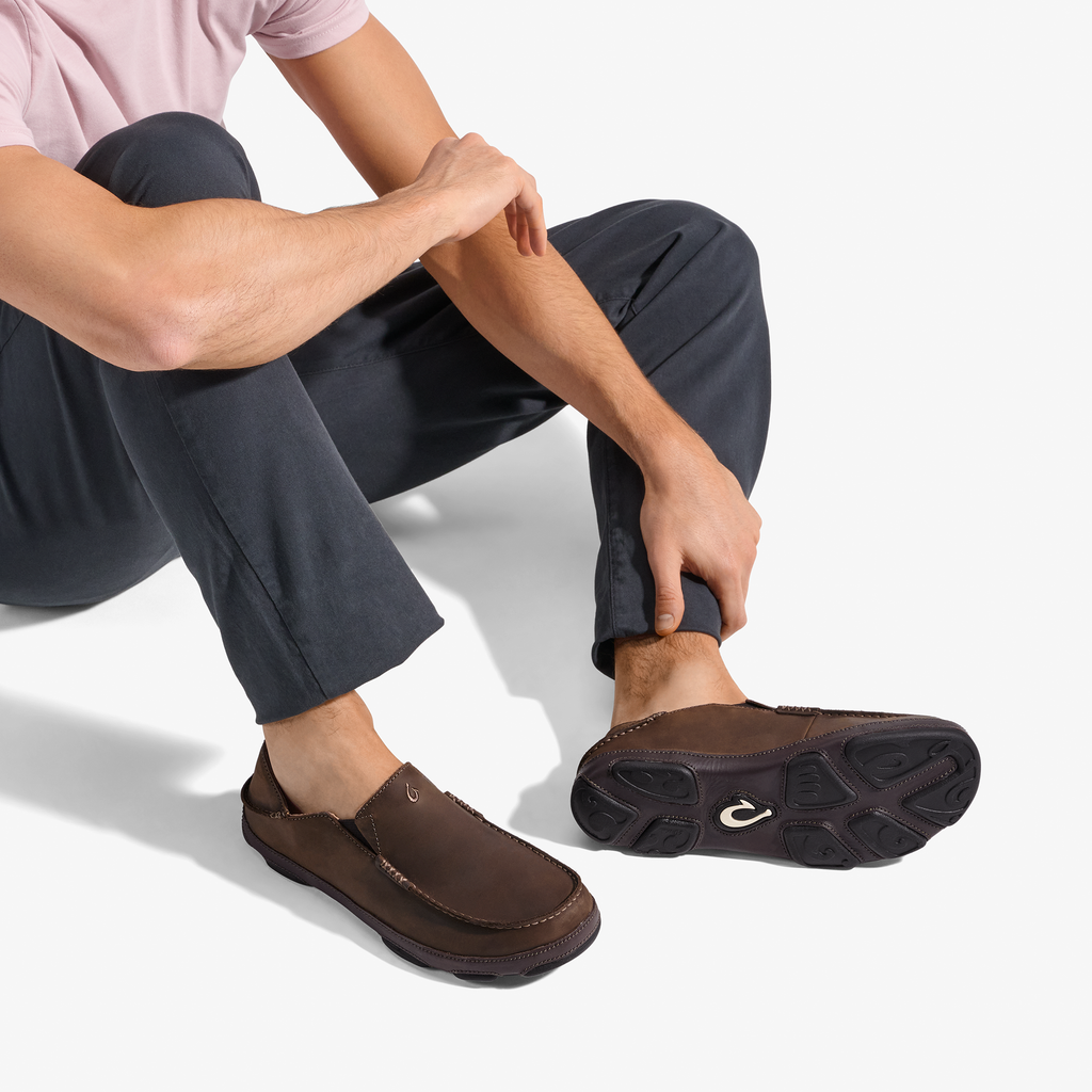 Moloa Men's Leather Slip-On Shoes - Dark Wood / Dark Java