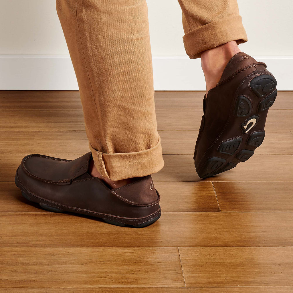 Moloa Men's Leather Slip-On Shoes - Dark Wood / Dark Java