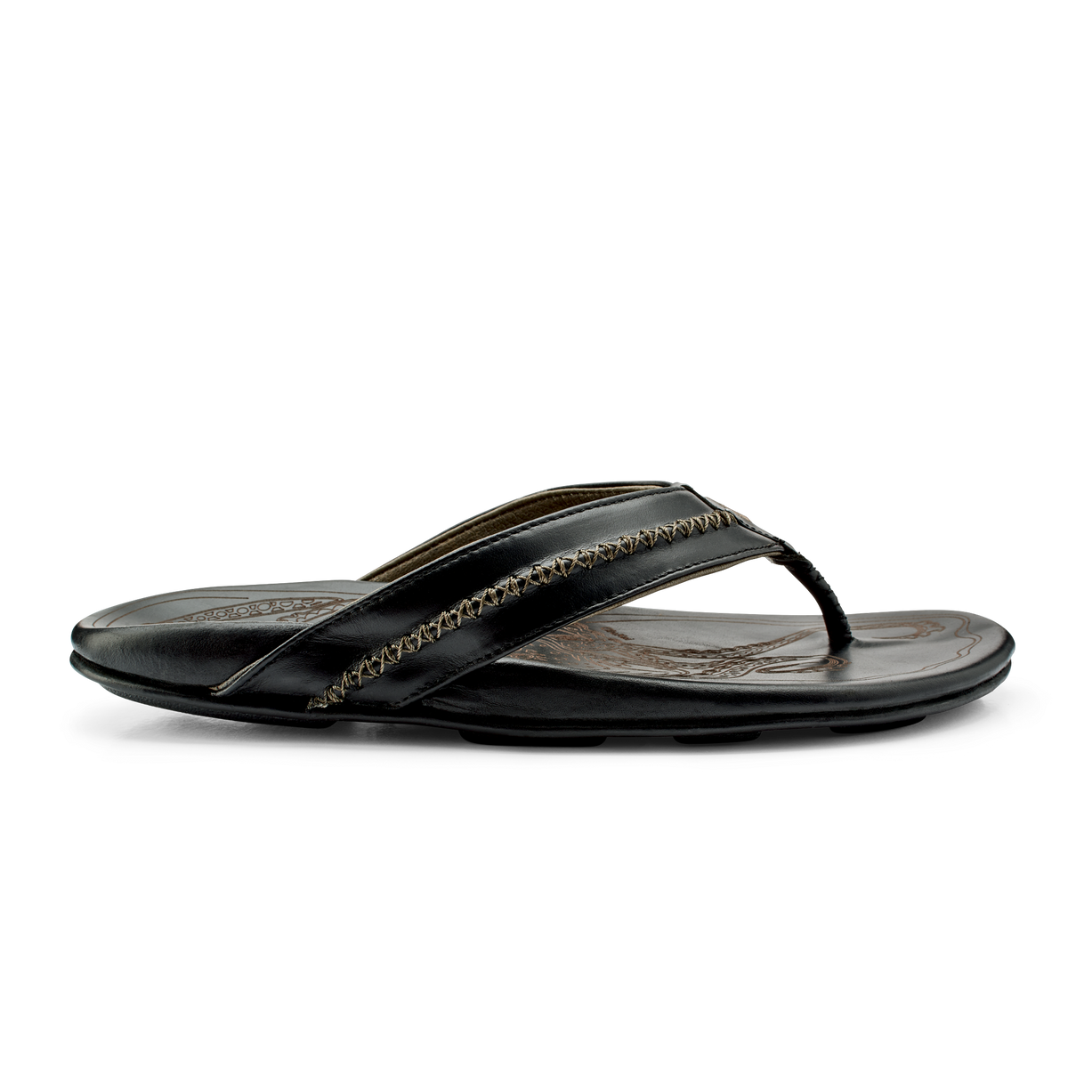 Mea Ola Men's Leather Beach Sandals - Black