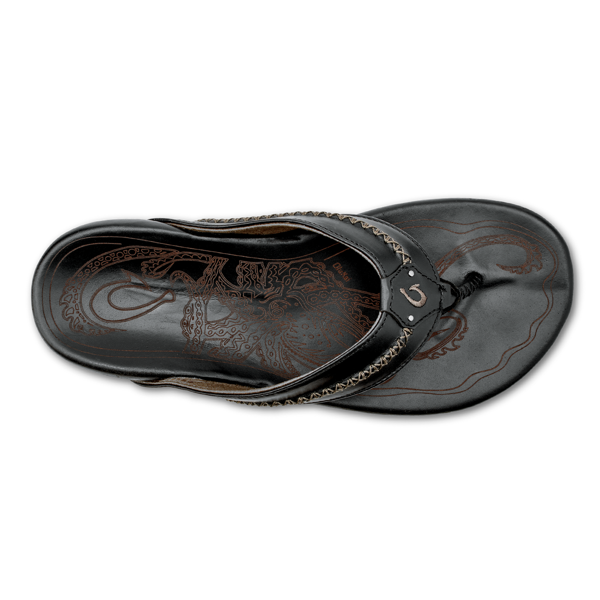 Mea Ola Men's Leather Beach Sandals - Black