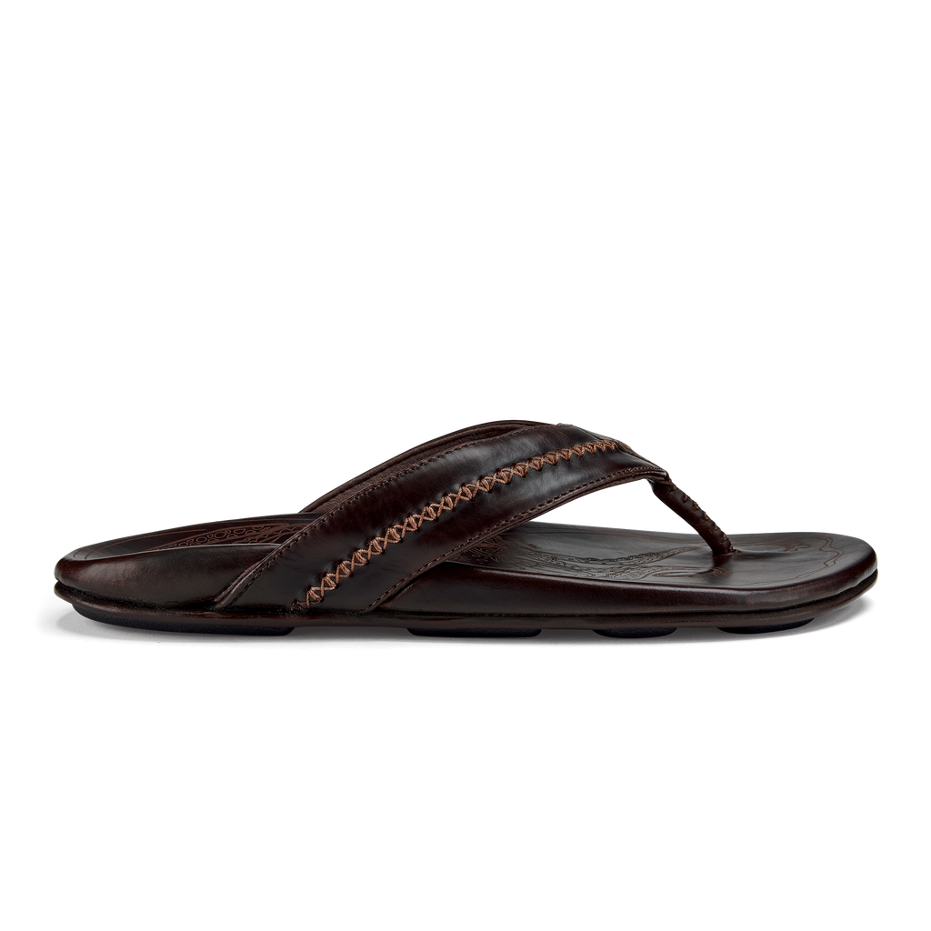 Mea Ola Men's Leather Beach Sandals - Dark Java