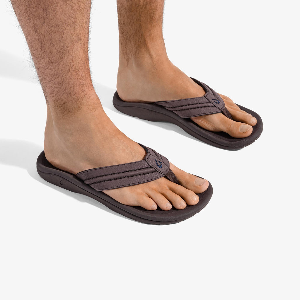 Hokua Men's Beach Sandals - Dark Wood