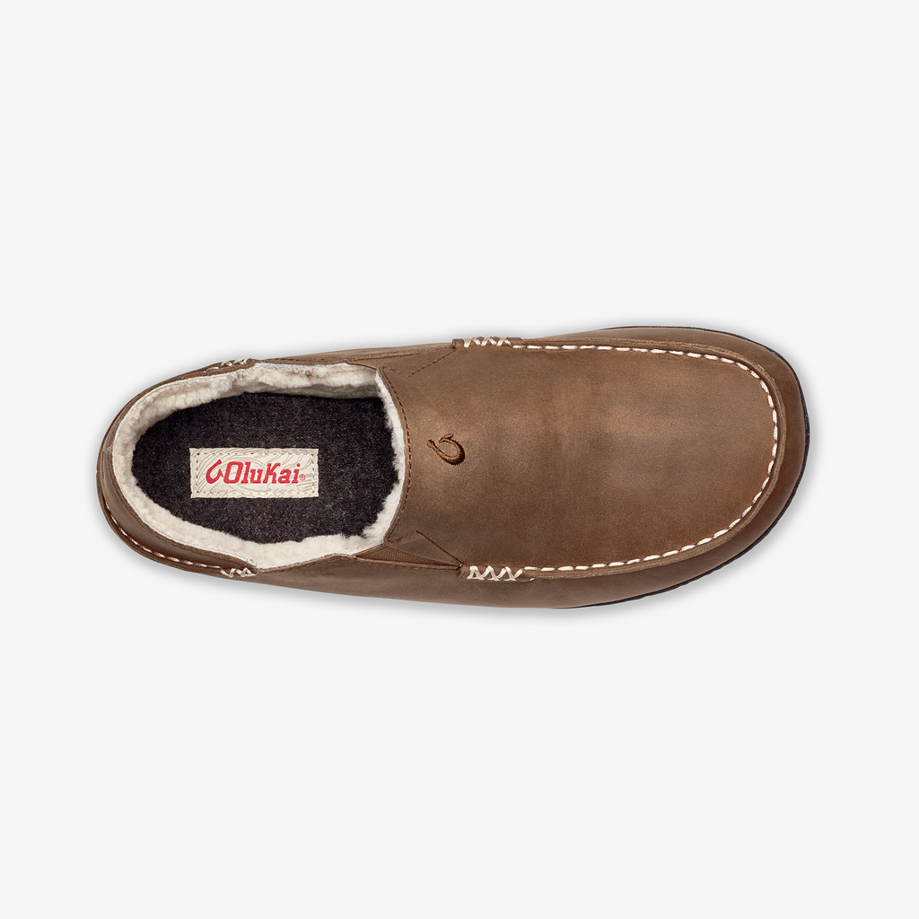 Moloa Men's Leather Slippers - Toffee / Dark Wood
