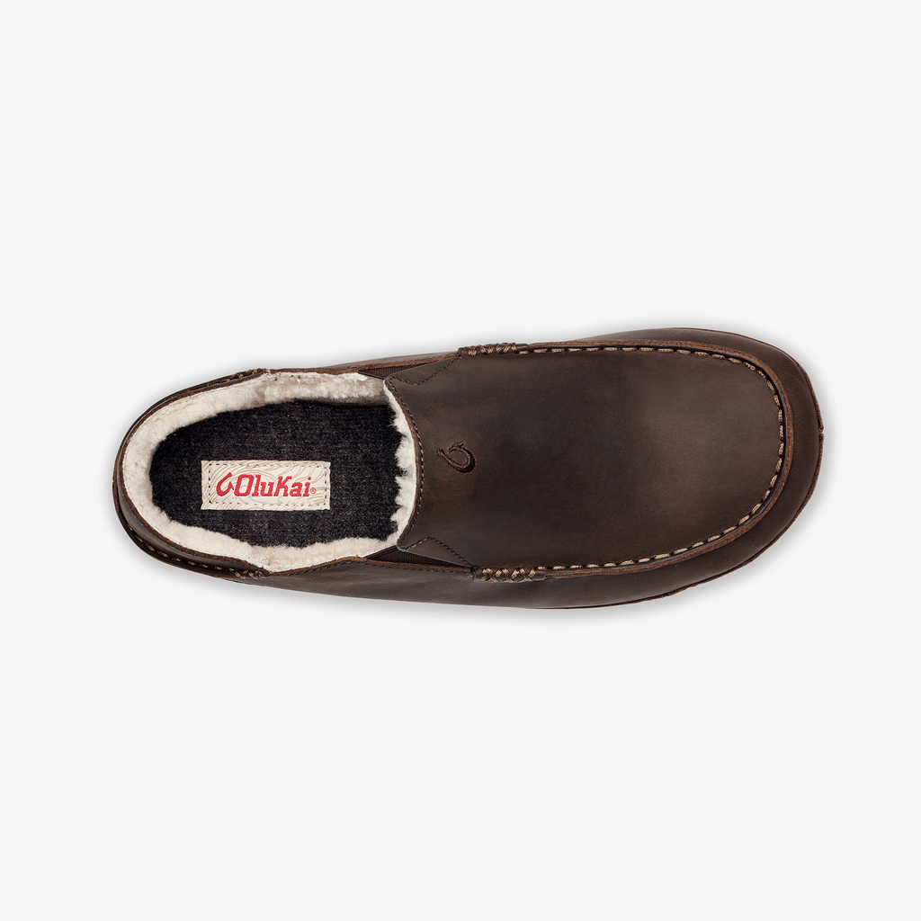 Moloa Men's Leather Slippers - Dark Wood