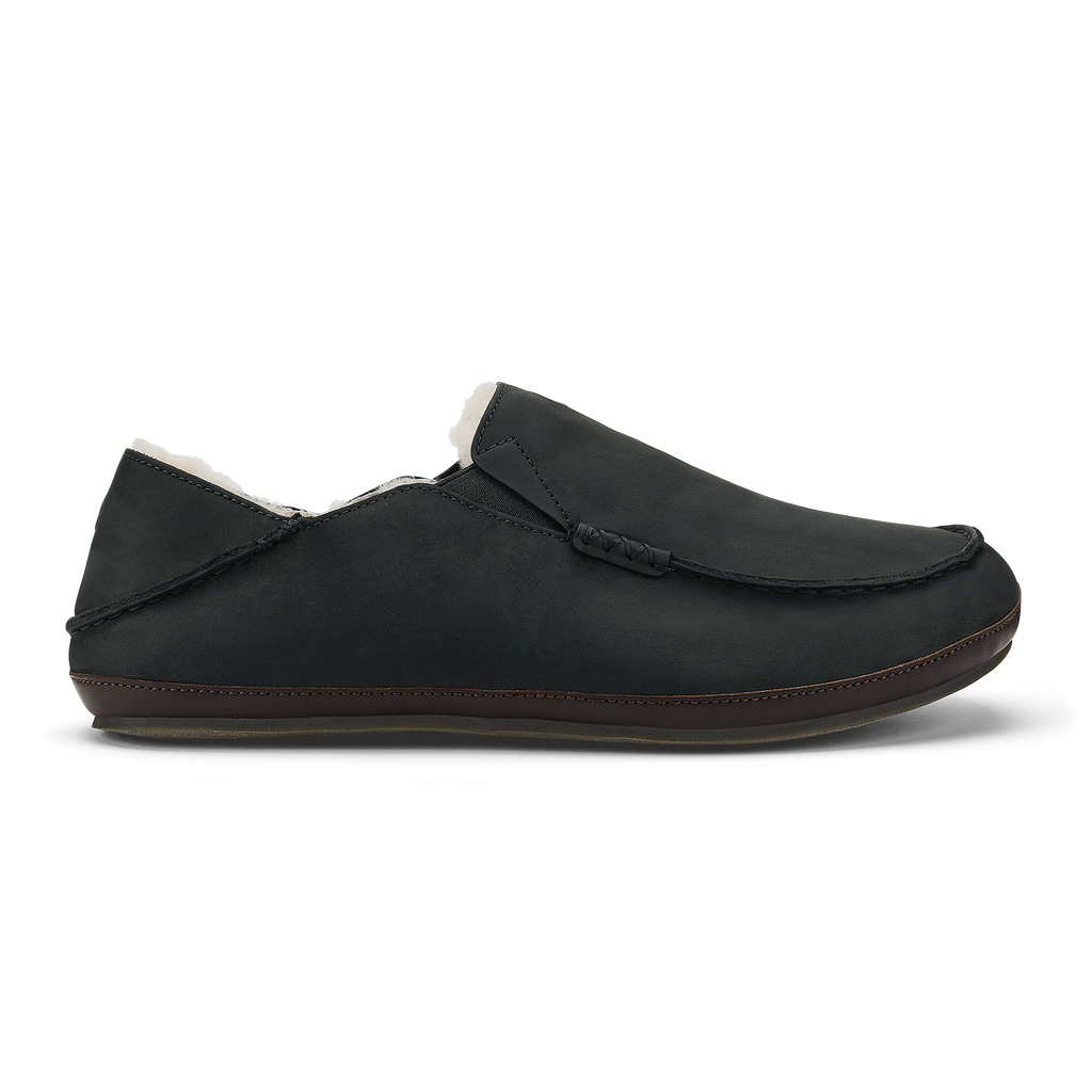 Moloa Men's Leather Slippers - Black / Dk Java