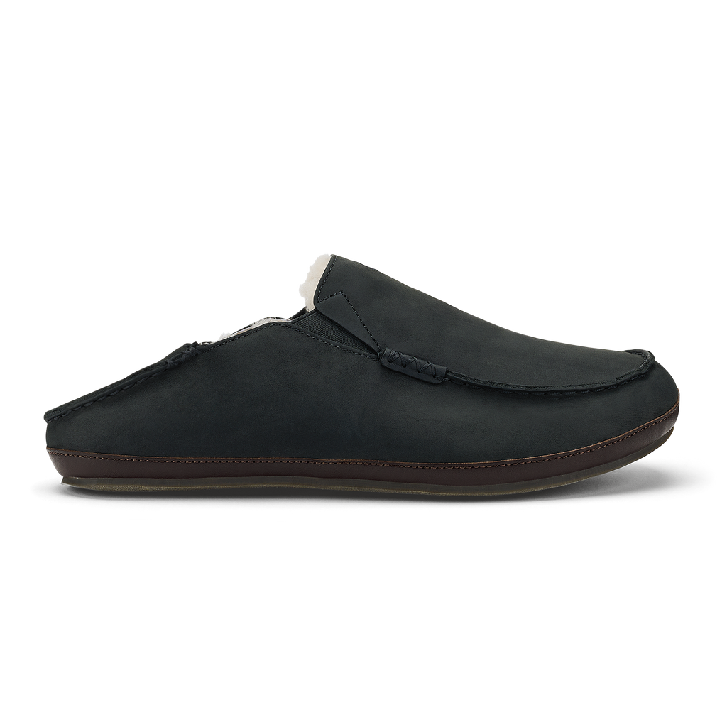 Moloa Men's Leather Slippers - Black / Dk Java
