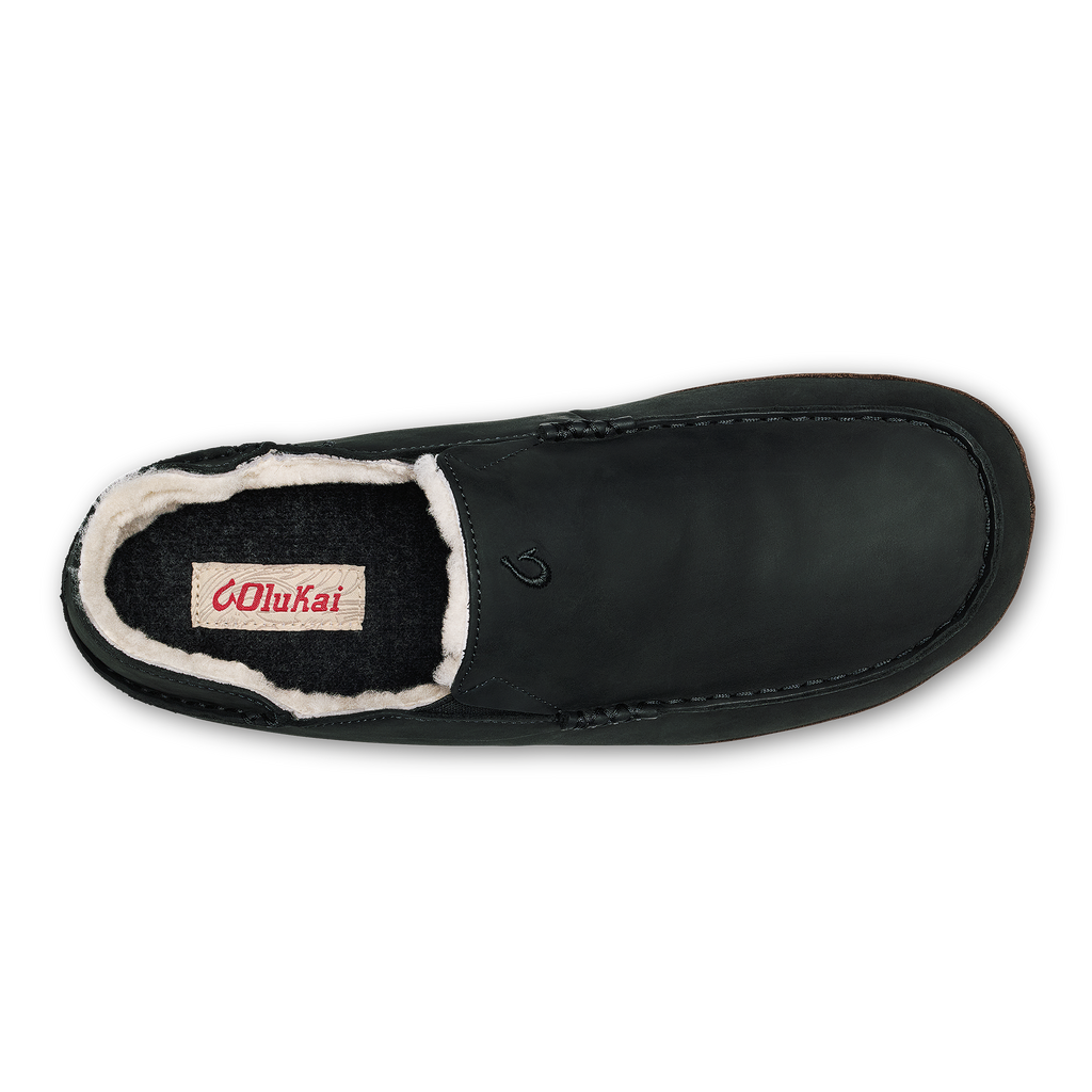 Moloa Men's Leather Slippers - Black / Dk Java
