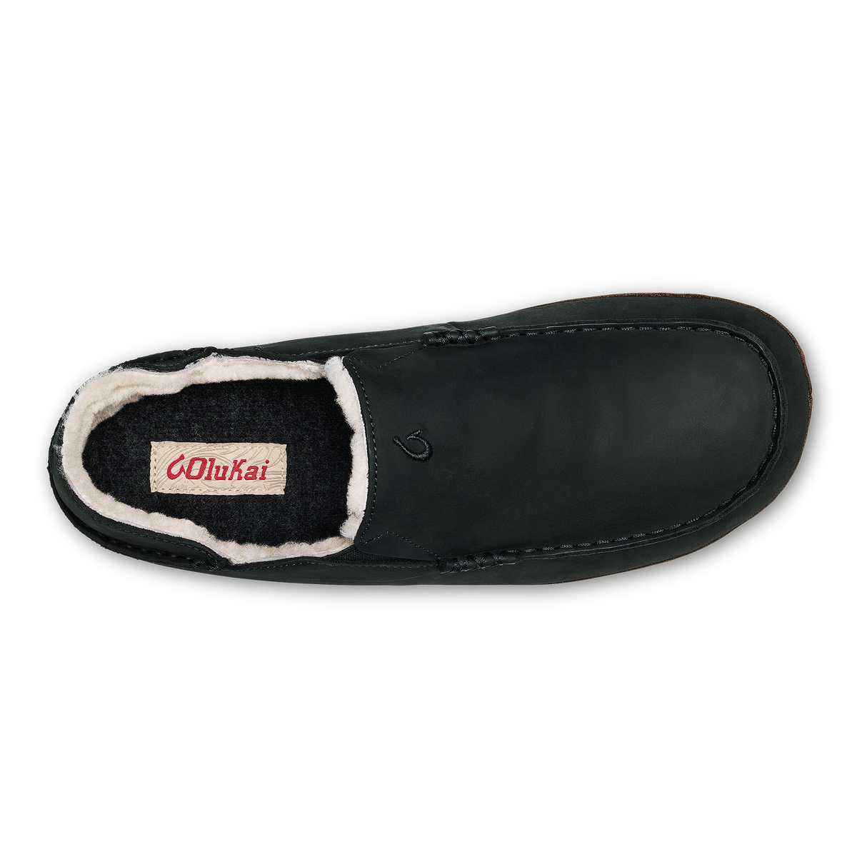 Moloa Men's Leather Slippers - Black / Dk Java