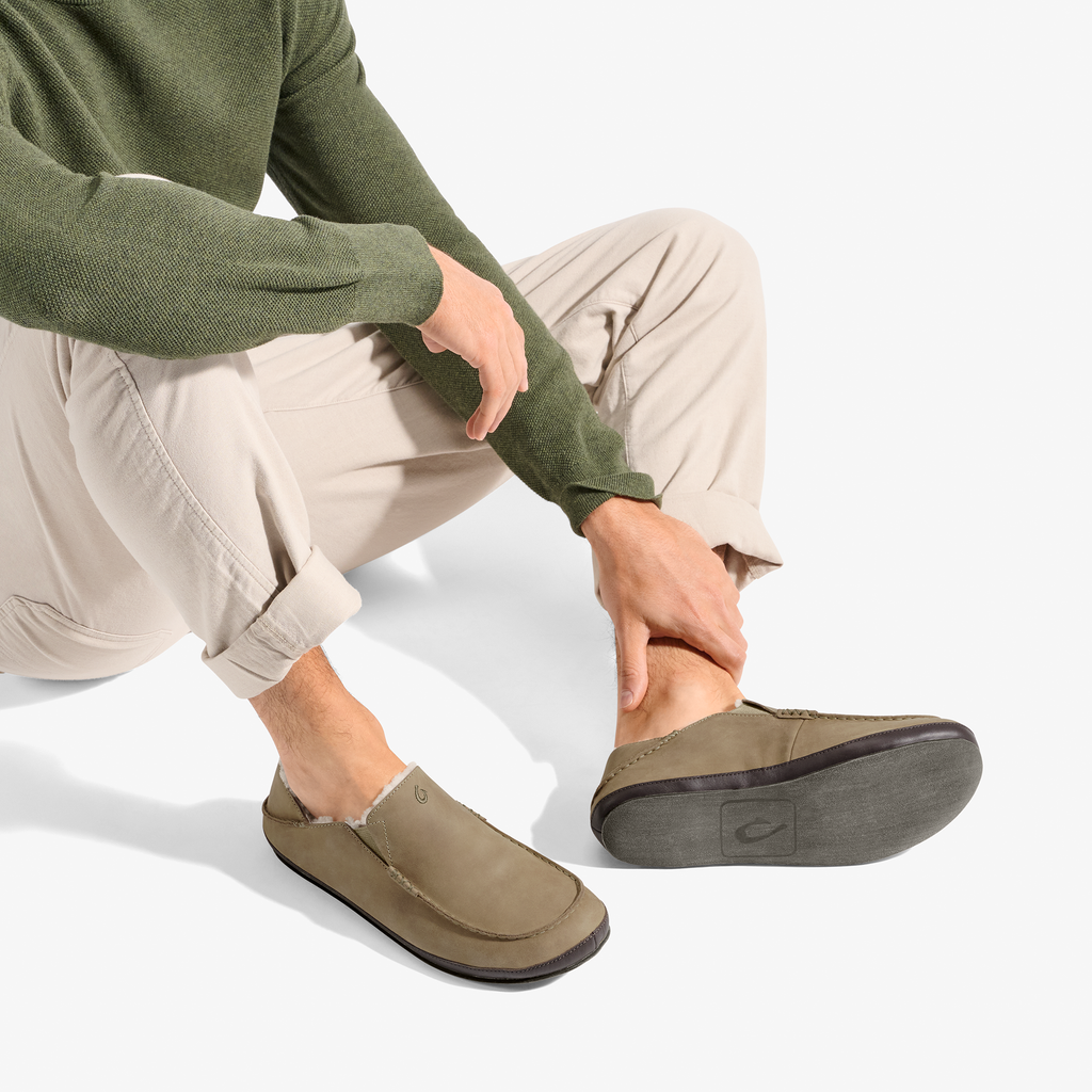 Moloa Men's Leather Slippers - Clay / Dk Java