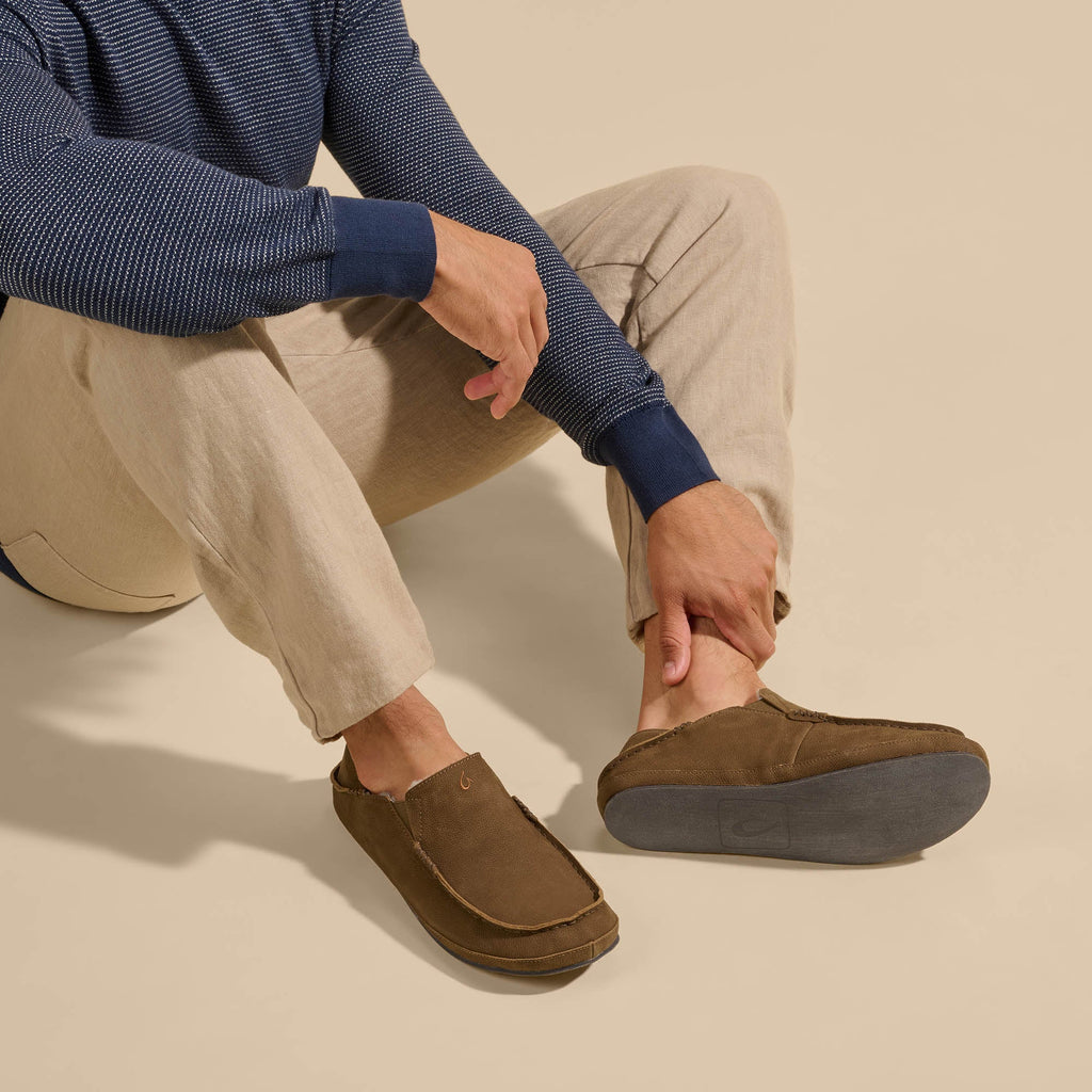 Moloa Men's Leather Slippers - Kona Coffee