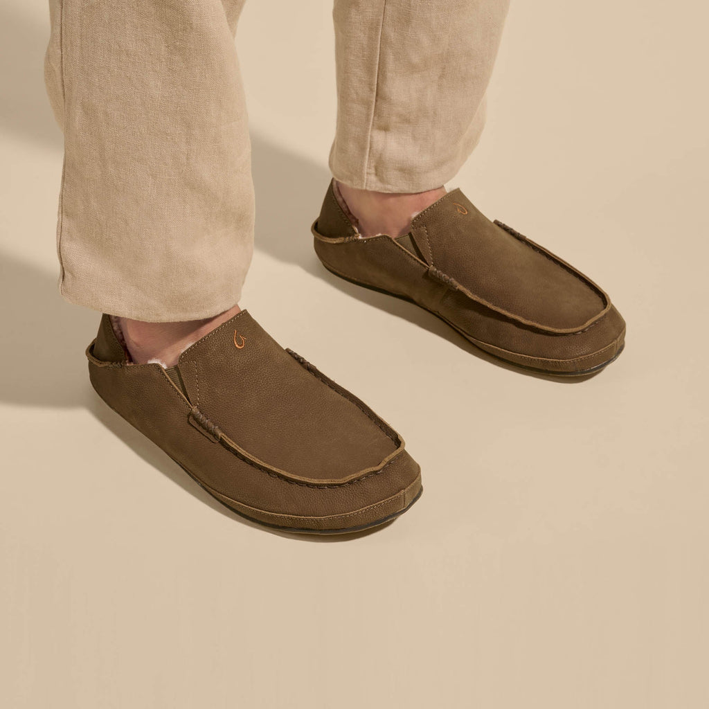 Moloa Men's Leather Slippers - Kona Coffee