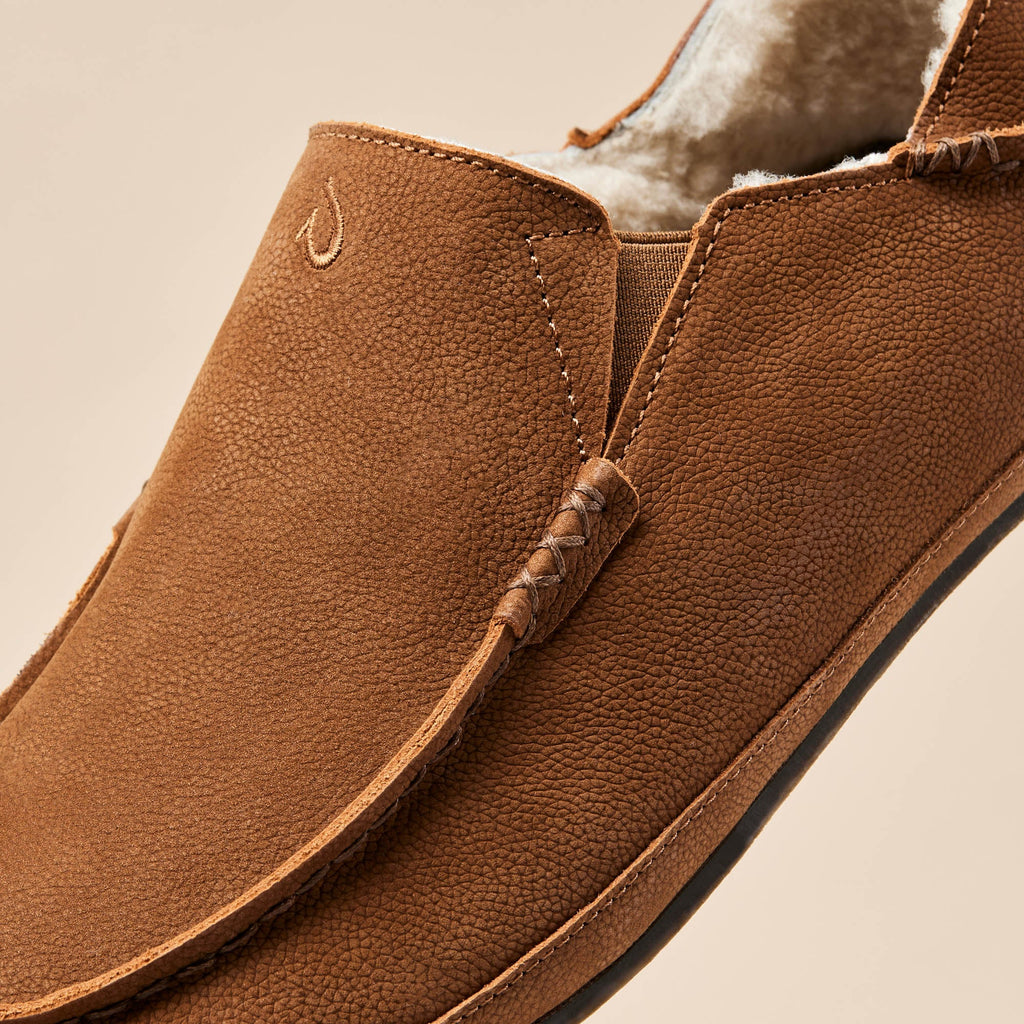 Moloa Men's Leather Slippers - Kona Coffee