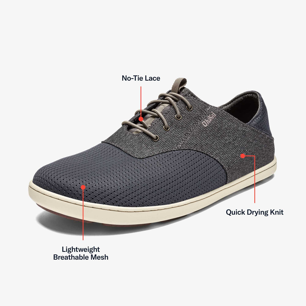 Nohea Moku Men's No Tie Boat Shoes - Charcoal / Clay