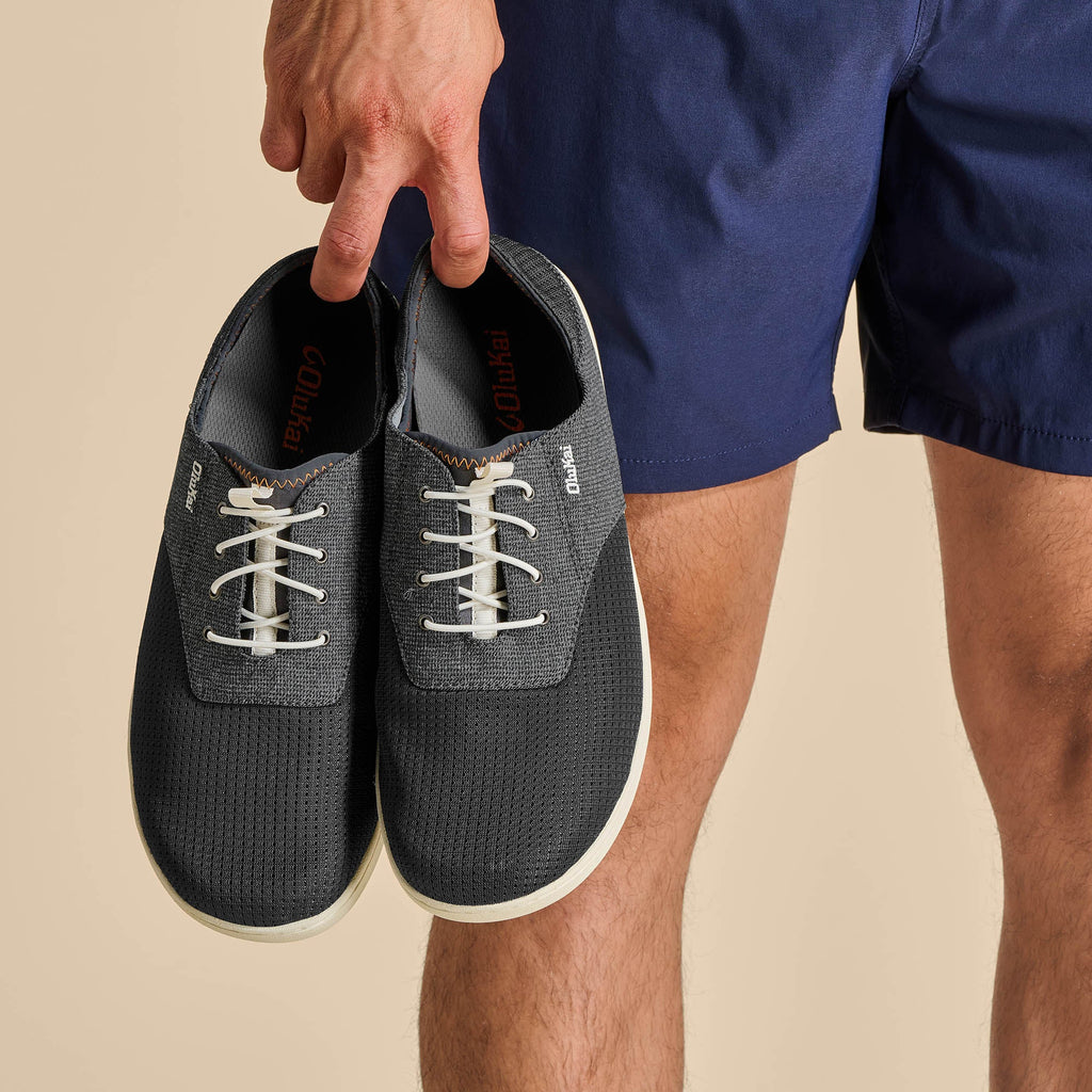 Nohea Moku Men's No Tie Boat Shoes - Dark Shadow