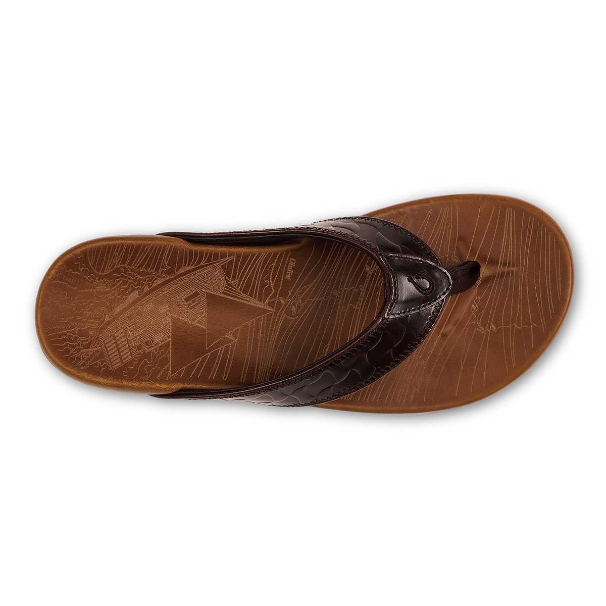 Hikianalia Men's Leather Beach Sandals - Dark Java / Tan