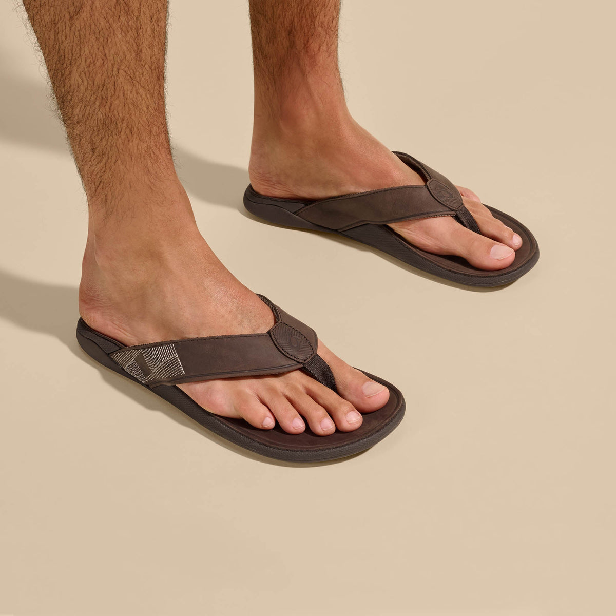 Tuahine Men's Leather Sandals - Dark Wood