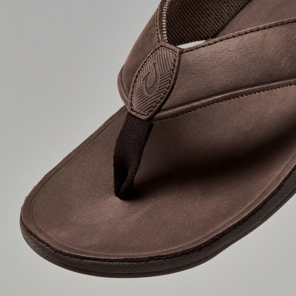 Tuahine Men's Leather Sandals - Dark Wood