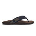 Tuahine Men's Leather Sandals - Trench Blue / Dark Wood
