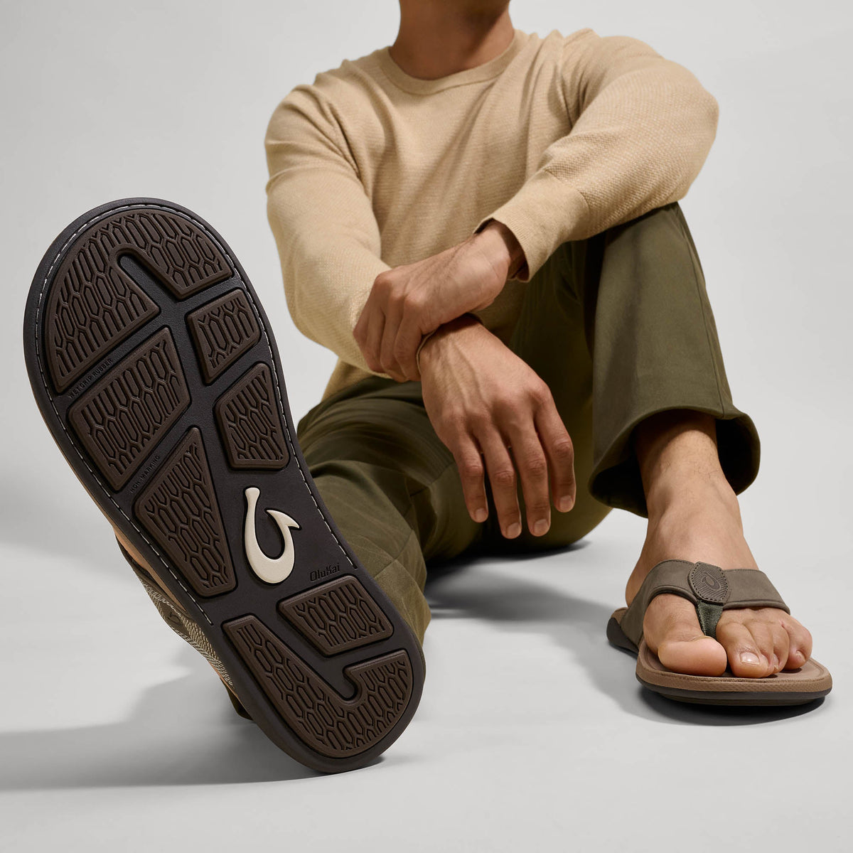 Tuahine Men's Leather Sandals - Hunter / Golden Sand