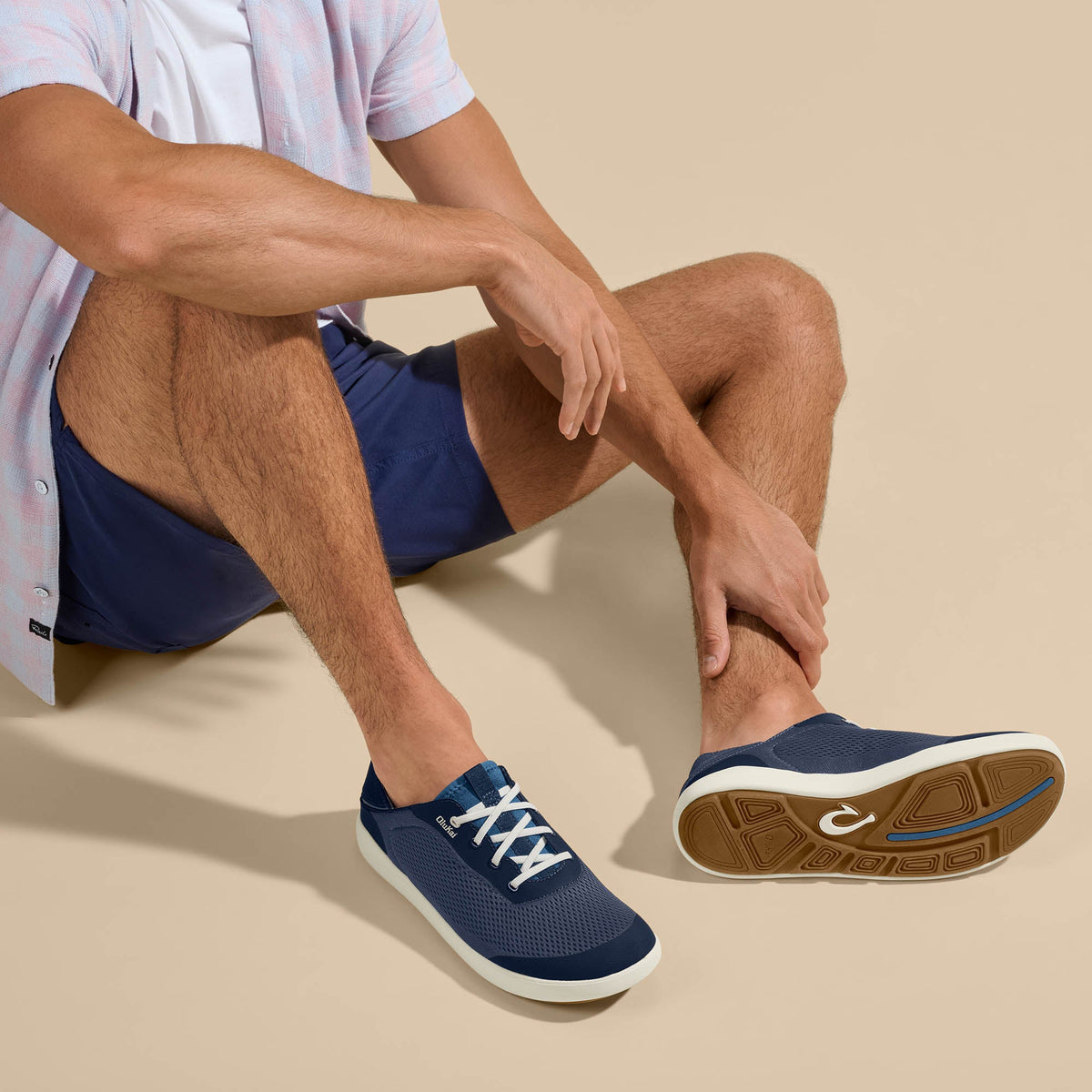 Moku Pae Men's Breathable Boat Shoes - Trench Blue / Off White