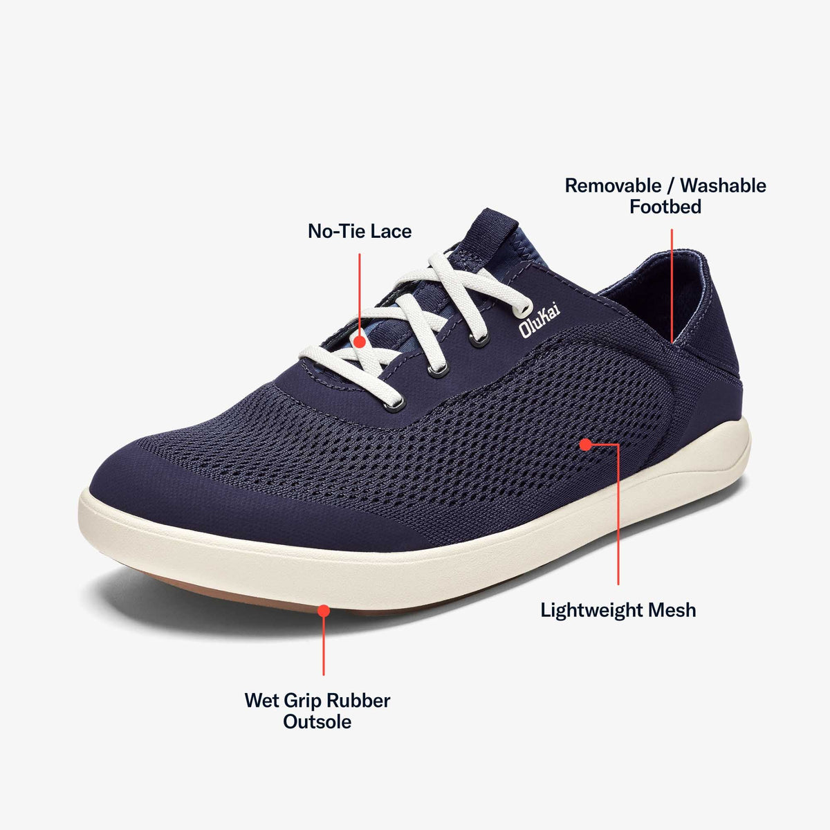 Moku Pae Men's Breathable Boat Shoes - Trench Blue / Off White