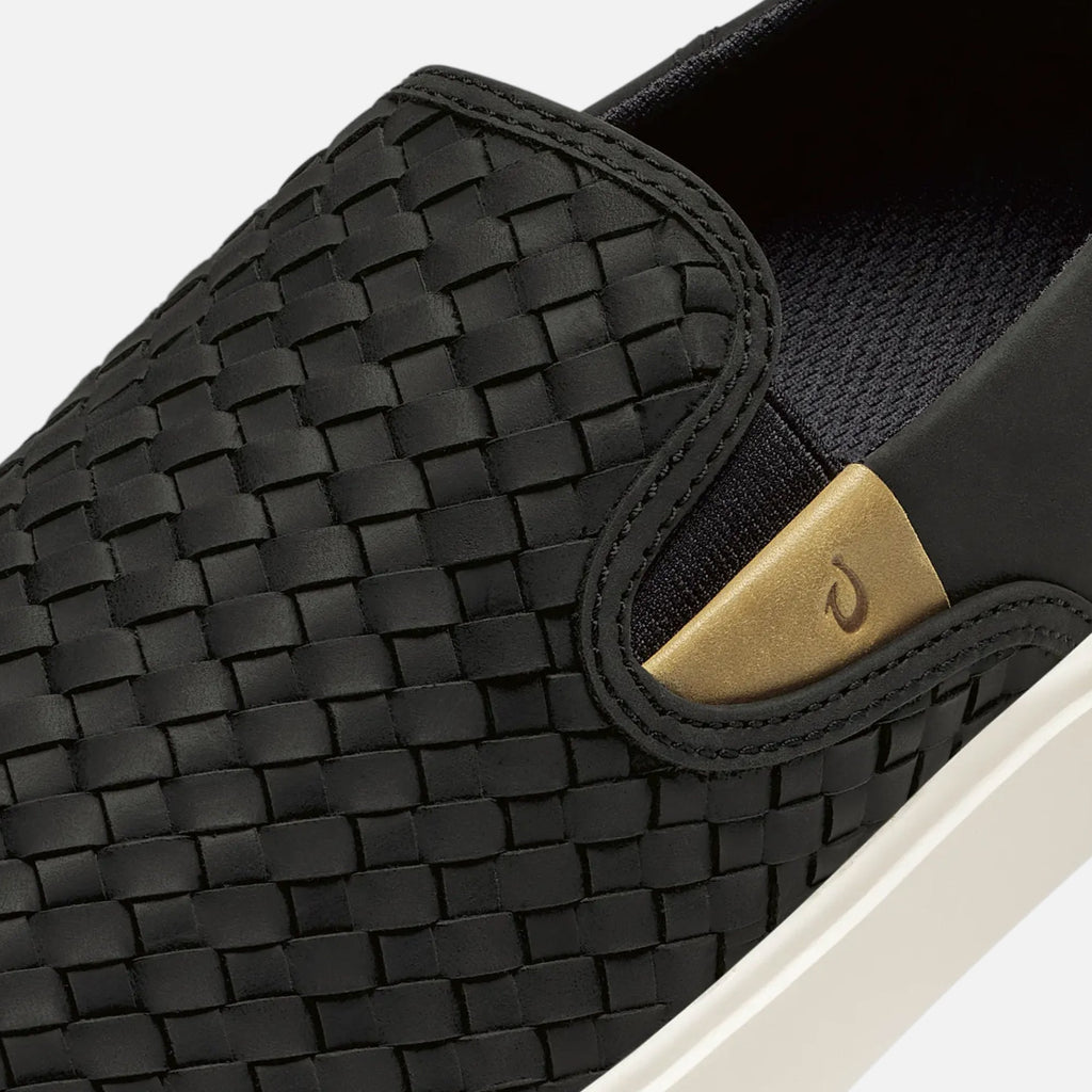 Laeahi Lauhala Men's Woven Leather Shoes - Black / Black