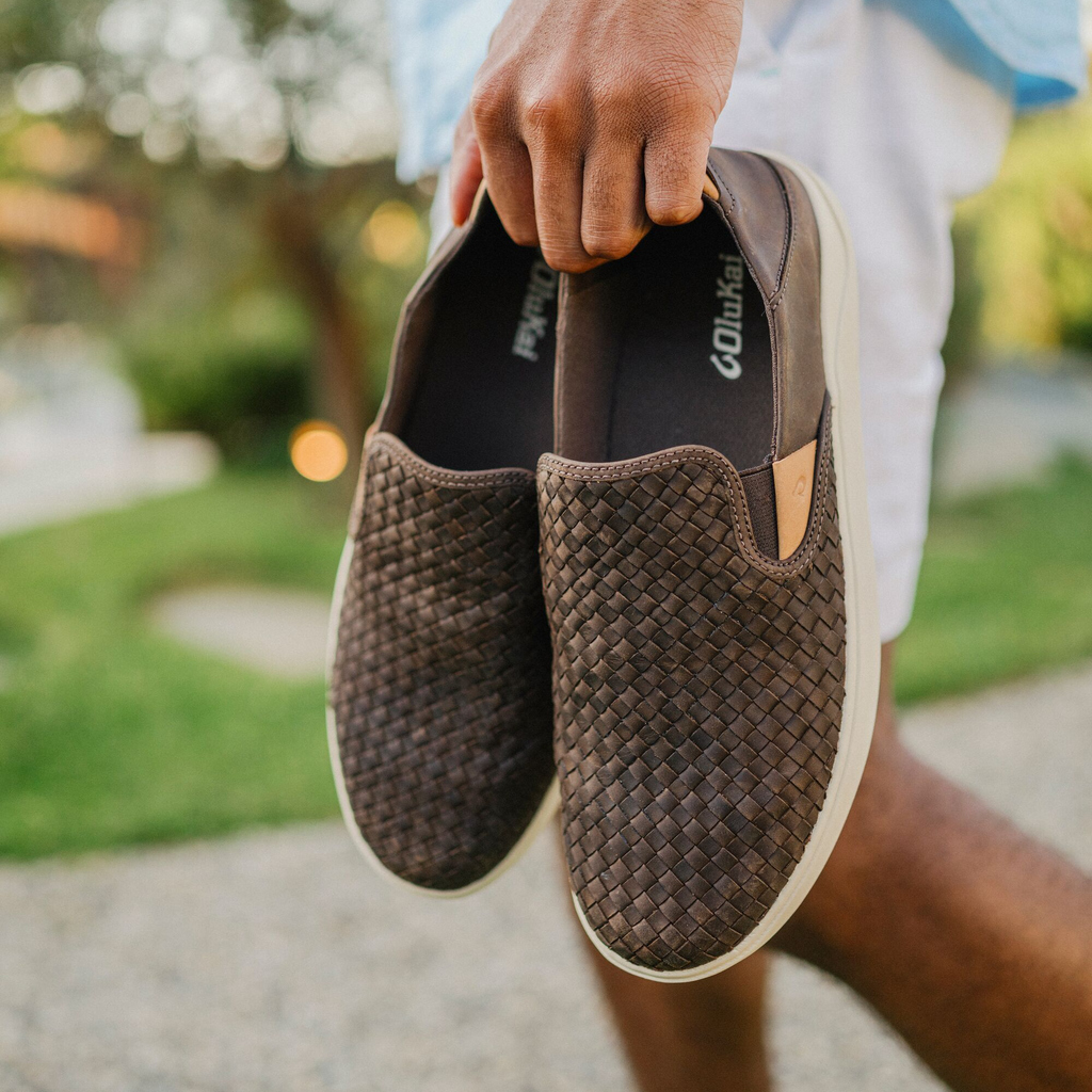 Laeahi Lauhala Men's Woven Leather Shoes - Dark Java