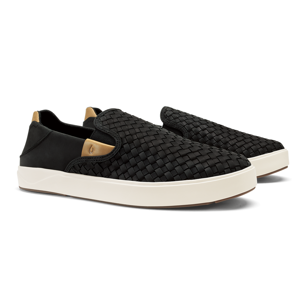 Laeahi Lauhala Men's Woven Leather Shoes - Black / Black