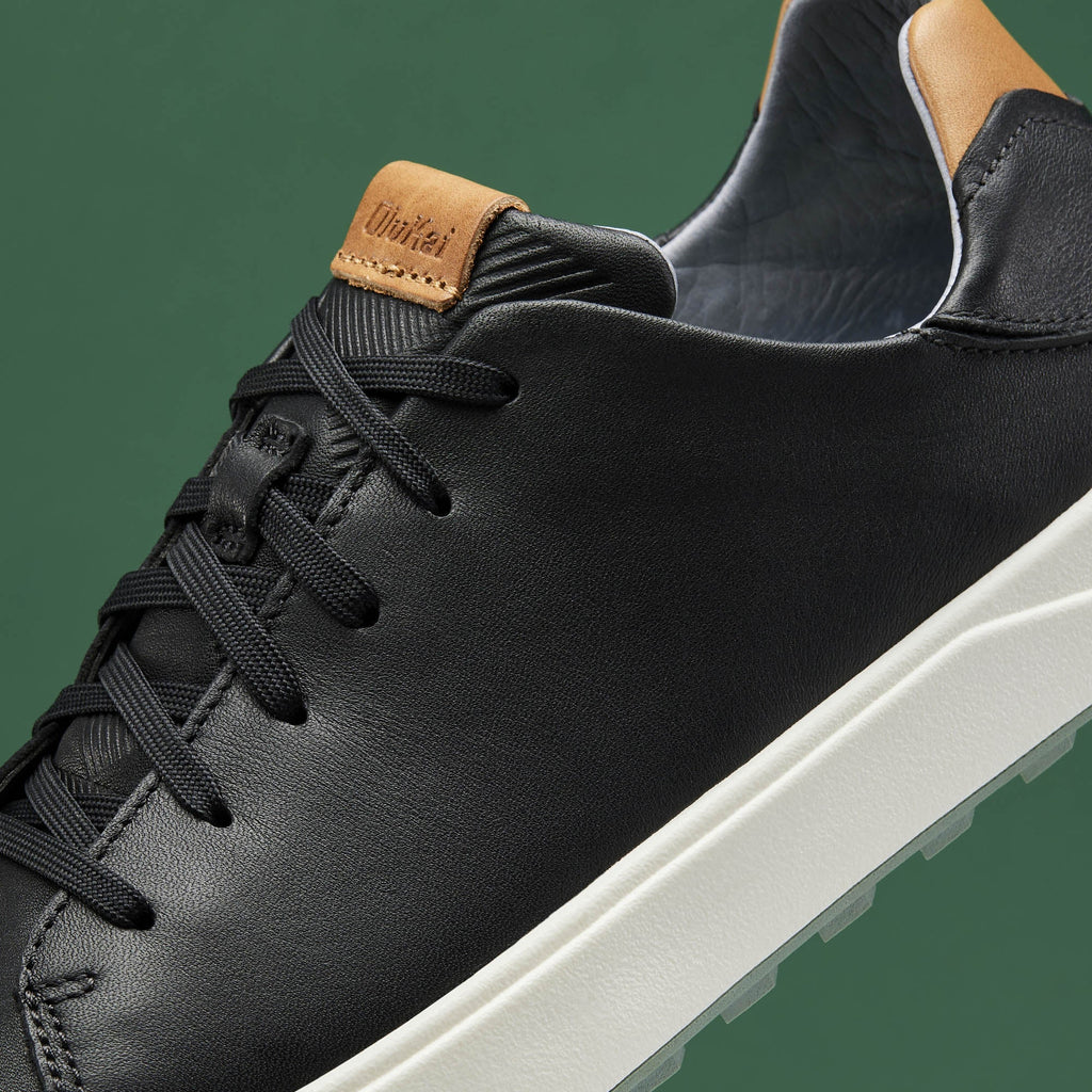 Waialae Men's Leather Golf Shoes - Black