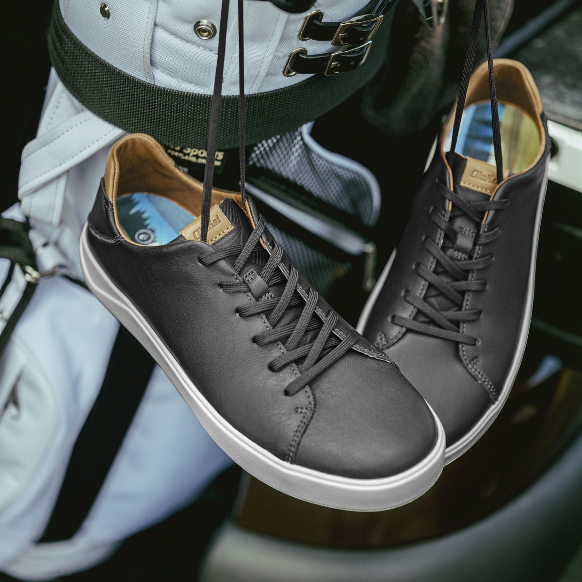 Waialae Men's Leather Golf Shoes - Black