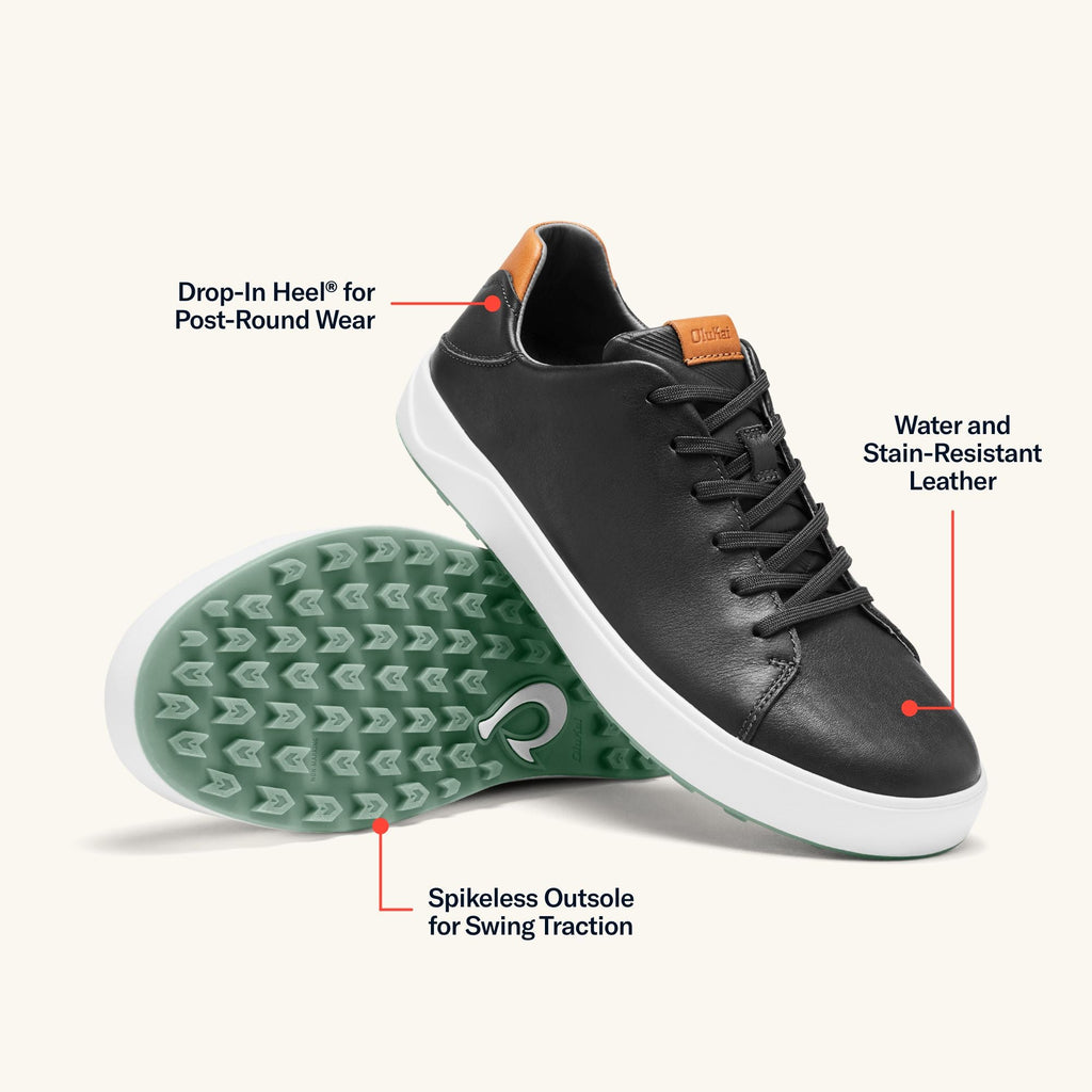 Waialae Men's Leather Golf Shoes - Black