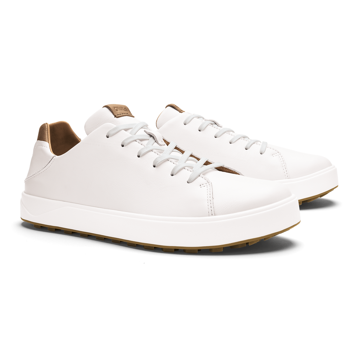 Waialae Men's Leather Golf Shoes - White / Tan