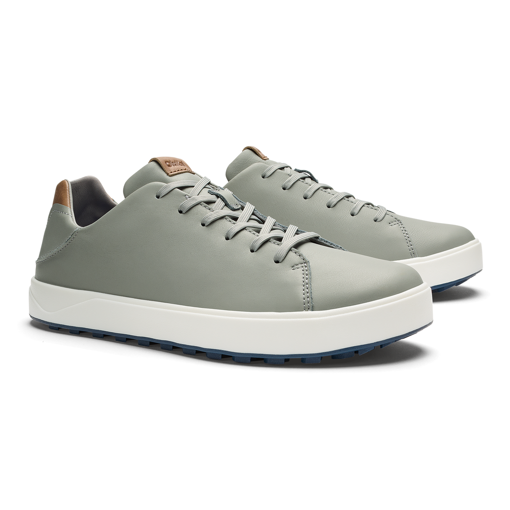 Waialae Men's Leather Golf Shoes - Grey Fog / Tan