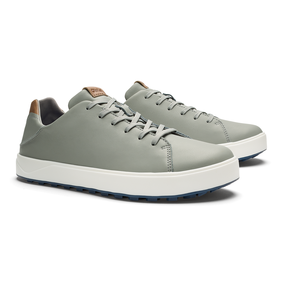 Waialae Men's Leather Golf Shoes - Grey Fog / Tan