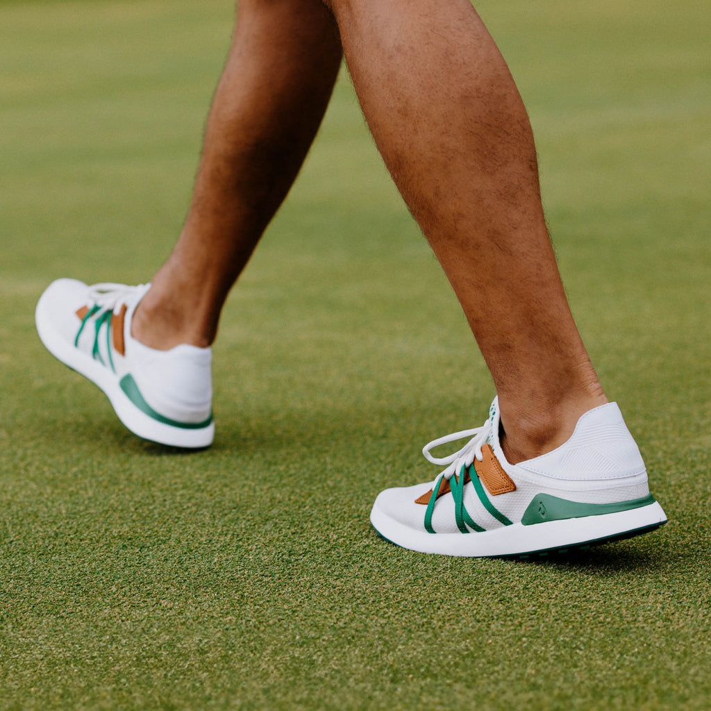Manele Men's Breathable Golf Shoes - White / Bamboo