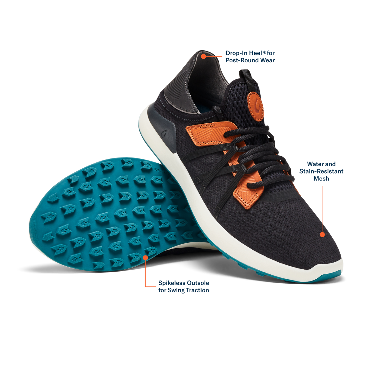 Manele Men's Breathable Golf Shoes - Black / Dark Shadow