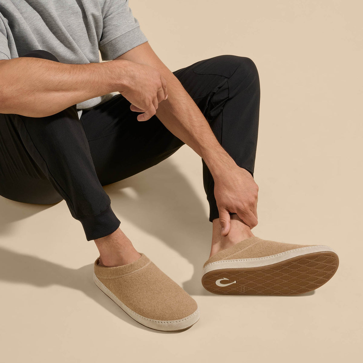 Hamani Hulu Men's Wool Mule Slipper - Oatmeal