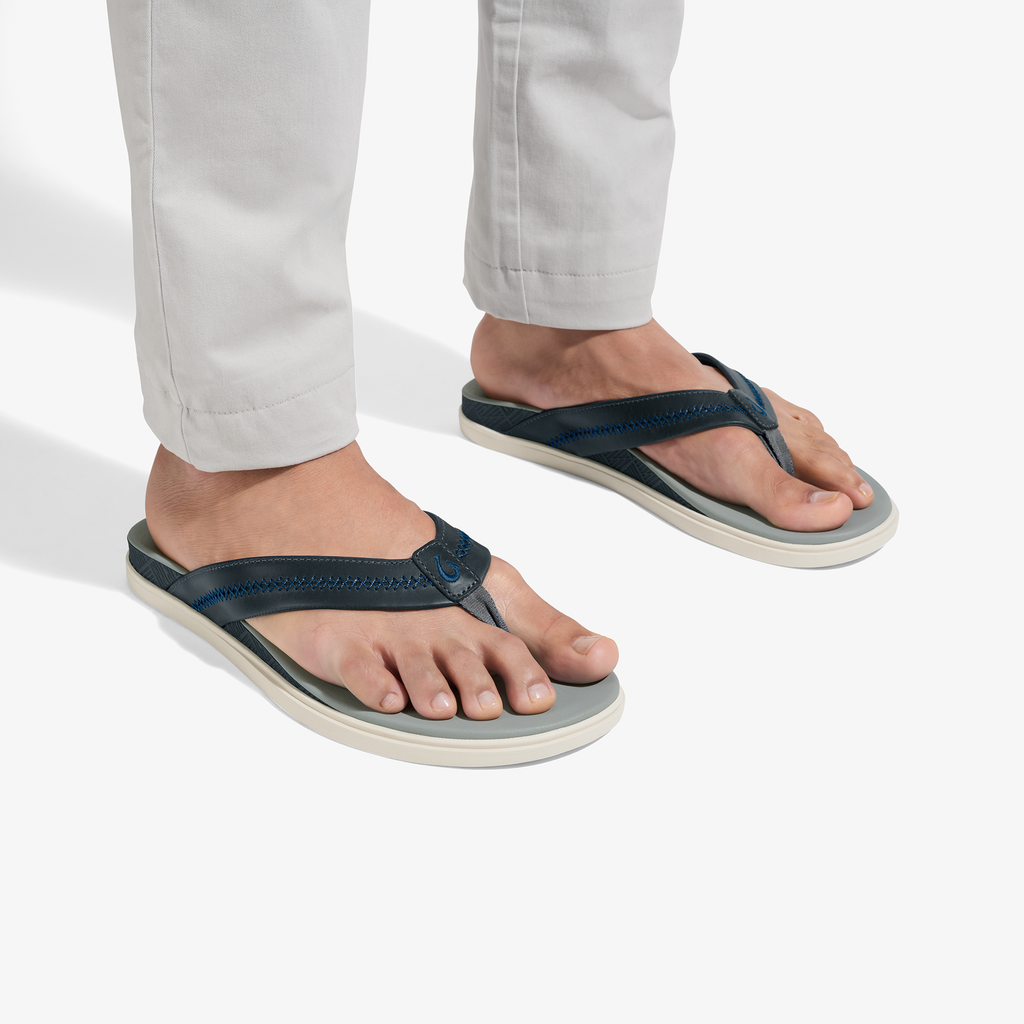 Shoreline Men's Leather Sandals - Rock / Pale Grey