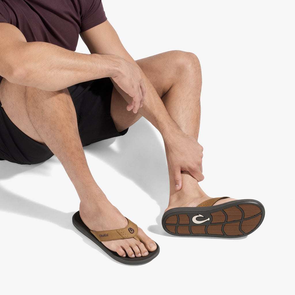 Pili Men's Leather Sandals - Tan / Dk Java
