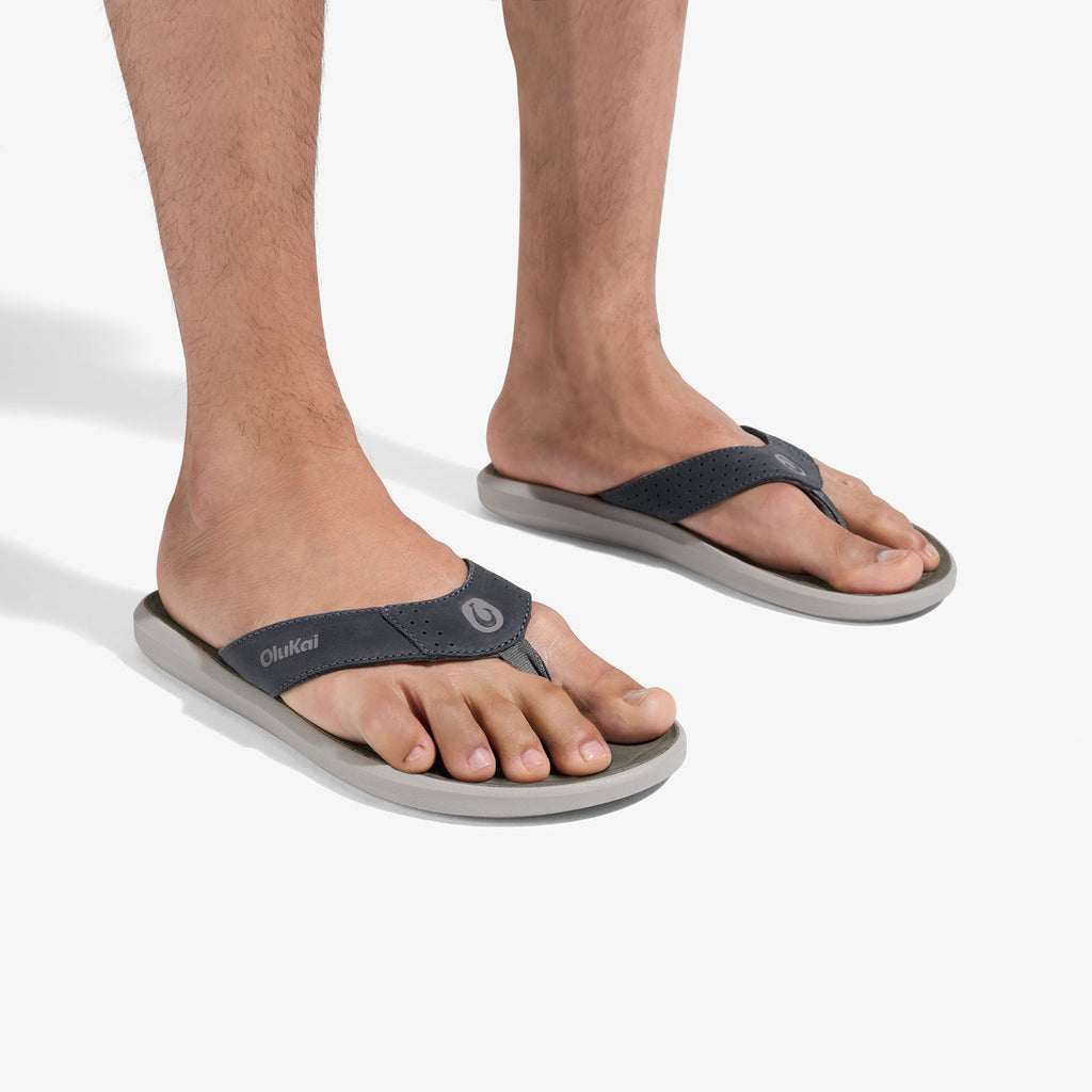 Pili Men's Leather Sandals - Rock / Ash